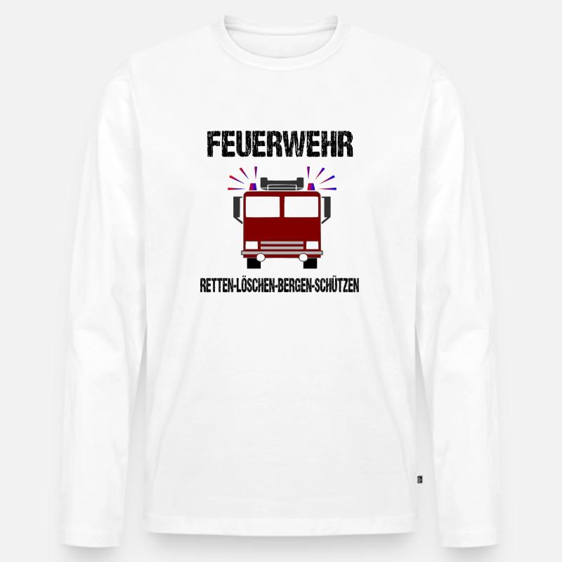 Feuerwehr - Männer Premium Bio Langarmshirt - Weiß