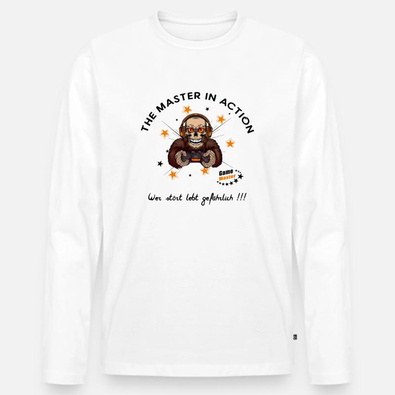 Game Master in Action - Männer Premium Bio Langarmshirt - Weiß