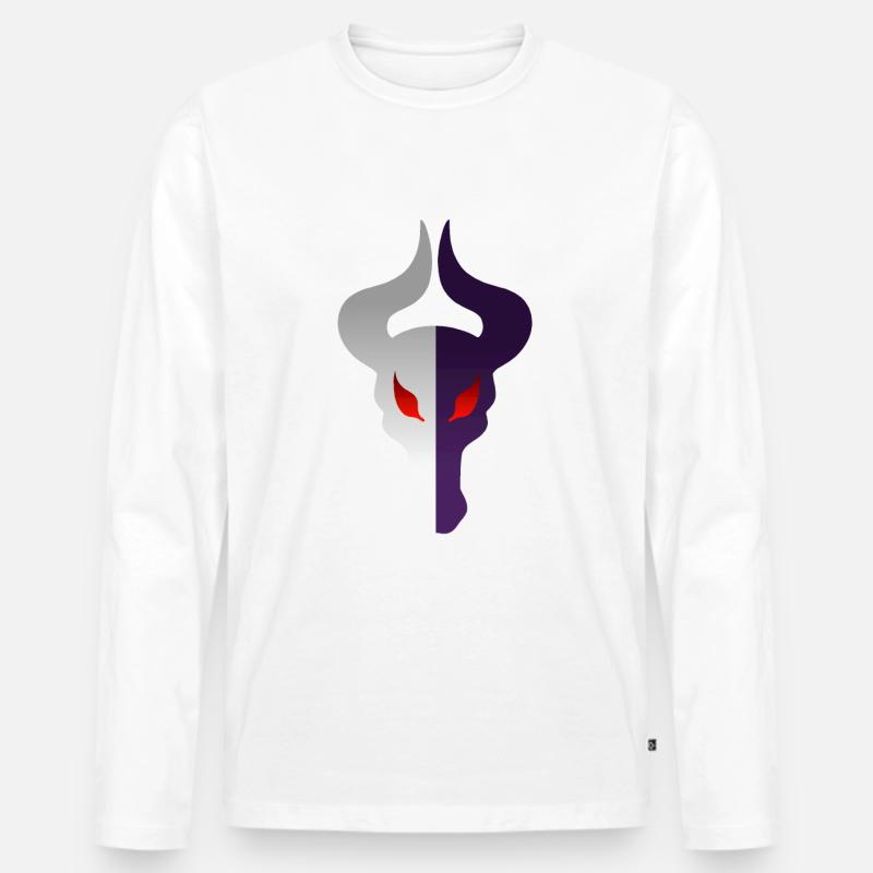 Doppelseitiger Drachenkopf - Männer Premium Bio Langarmshirt - Weiß