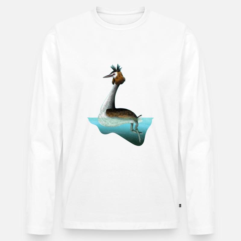 Haubentaucher - Männer Premium Bio Langarmshirt - Weiß