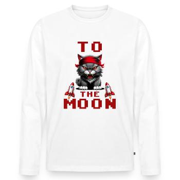 Kitty to the moon stock - Men's Premium Organic Long Sleeve Shirt - white - Front - Nico (187cm)