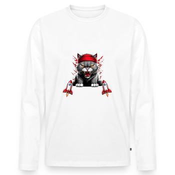Kitty to the moon stock stock - Men's Premium Organic Long Sleeve Shirt - white - Front - Nico (187cm)