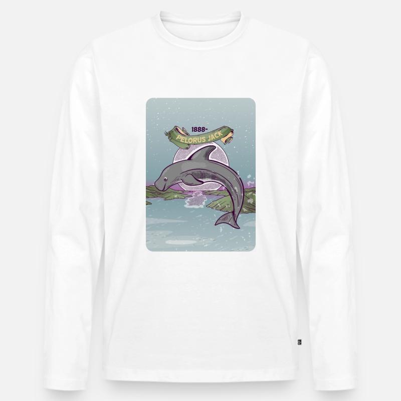 Pelorus Jack Neuseeländischer Delfin - Männer Premium Bio Langarmshirt - Weiß