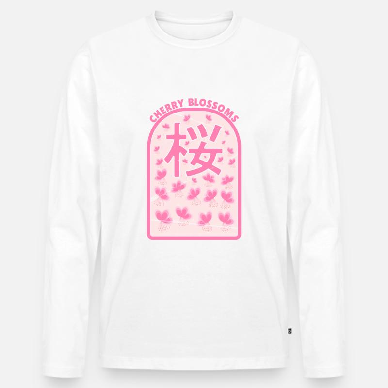 Kirschblüten Sakura - Männer Premium Bio Langarmshirt - Weiß