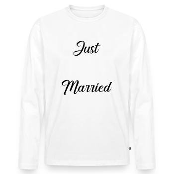 JUST MARRIED. EVJF. SAINT VALENTIN.VIVE LES MARIES - T-shirt manches longues Premium bio Homme - blanc - Devant - Nico (187cm)