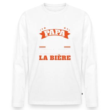 Je Suis Un Papa Magicien | Fête des Pères | Père - T-shirt manches longues Premium bio Homme - blanc - Devant - Nico (187cm)