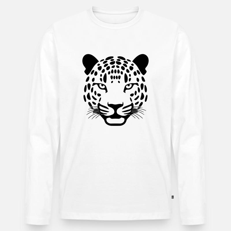 Leopard - Männer Premium Bio Langarmshirt - Weiß