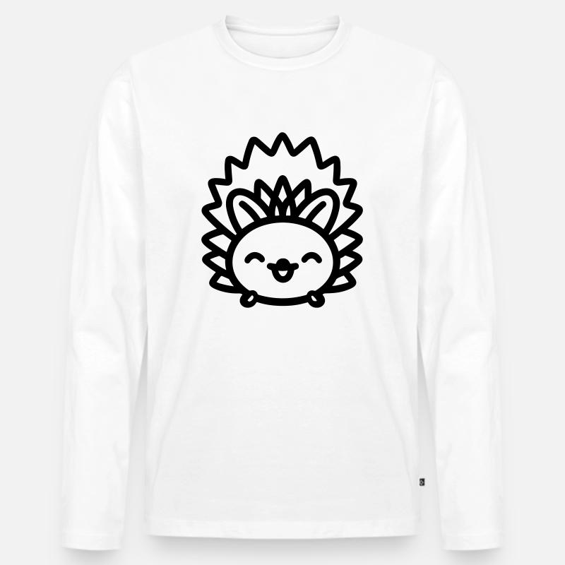 Igel - Männer Premium Bio Langarmshirt - Weiß