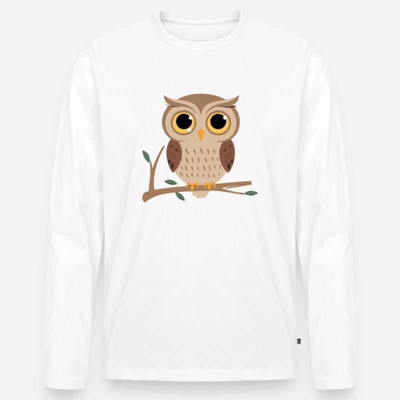 Nachteule Eule Eulen Vogel - Männer Premium Bio Langarmshirt - Weiß