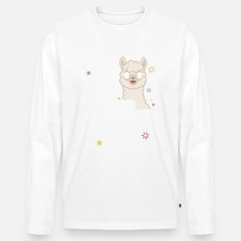 Alpaka Llama - Männer Premium Bio Langarmshirt - Weiß