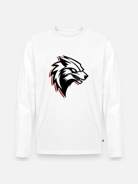 Wolf Logo - Männer Premium Bio Langarmshirt - Weiß