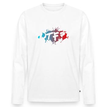 WTF - Männer Premium Bio Langarmshirt - Weiß - Vorne - Nico (187cm)