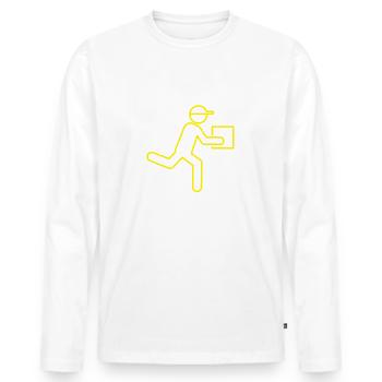 Paketzusteller im Einsatz Postbote Paket Zusteller - Männer Premium Bio Langarmshirt - Weiß - Vorne - Nico (187cm)