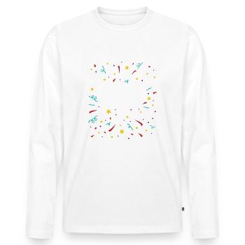 Frohes Neues Jahr Neujahr Konfetti Silvester Party - Männer Premium Bio Langarmshirt - Weiß - Vorne - Nico (187cm)