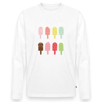 Eis Outfit Wassereis Karneval Eiscreme Stileis - Männer Premium Bio Langarmshirt - Weiß - Vorne - Nico (187cm)