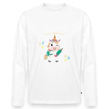 Schulkind Schule Schüler Schülerin Berufsschule - Männer Premium Bio Langarmshirt - Weiß - Vorne - Nico (187cm)