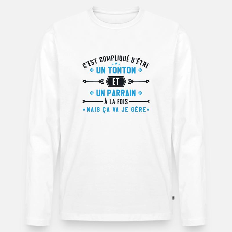 Onkel und Pate - Männer Premium Bio Langarmshirt - Weiß