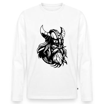Wikinger Helm Krieger Valhalla - Männer Premium Bio Langarmshirt - Weiß - Vorne - Nico (187cm)