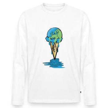 Klimawandel - Männer Premium Bio Langarmshirt - Weiß - Vorne - Nico (187cm)