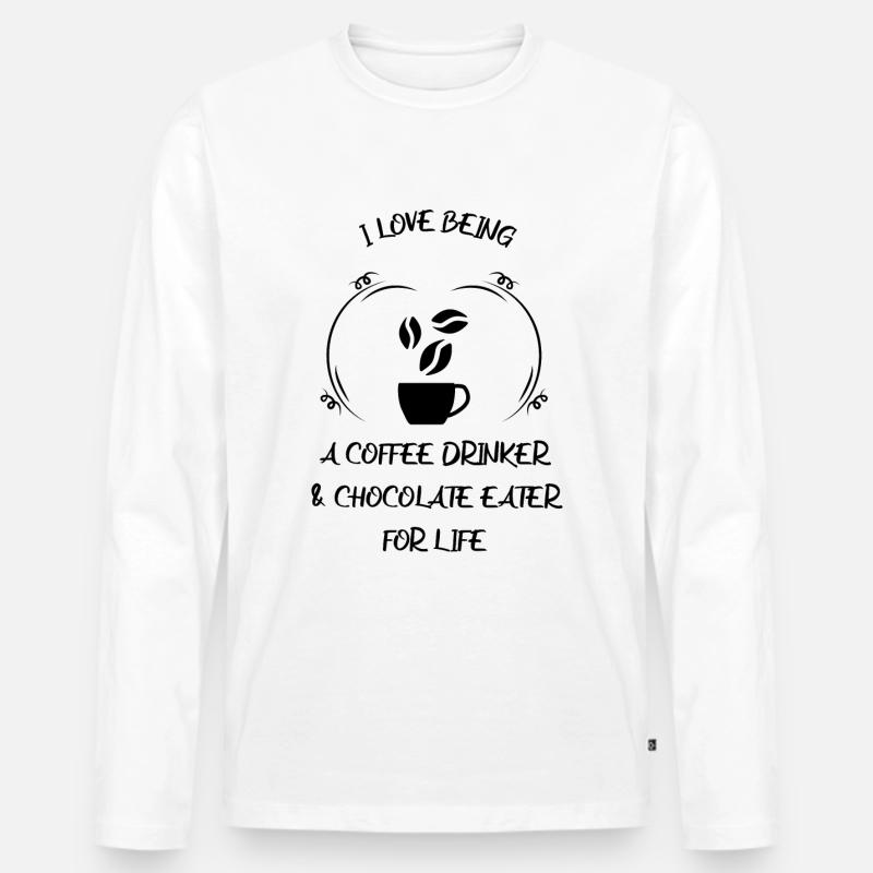 Kaffee Espresso Käffchen & Schokolade - Männer Premium Bio Langarmshirt - Weiß
