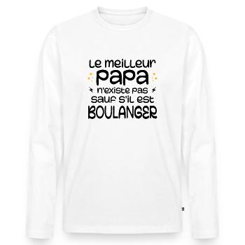 The best dad doesn't exist unless he's a baker - Men's Premium Organic Long Sleeve Shirt - white - Front - Nico (187cm)