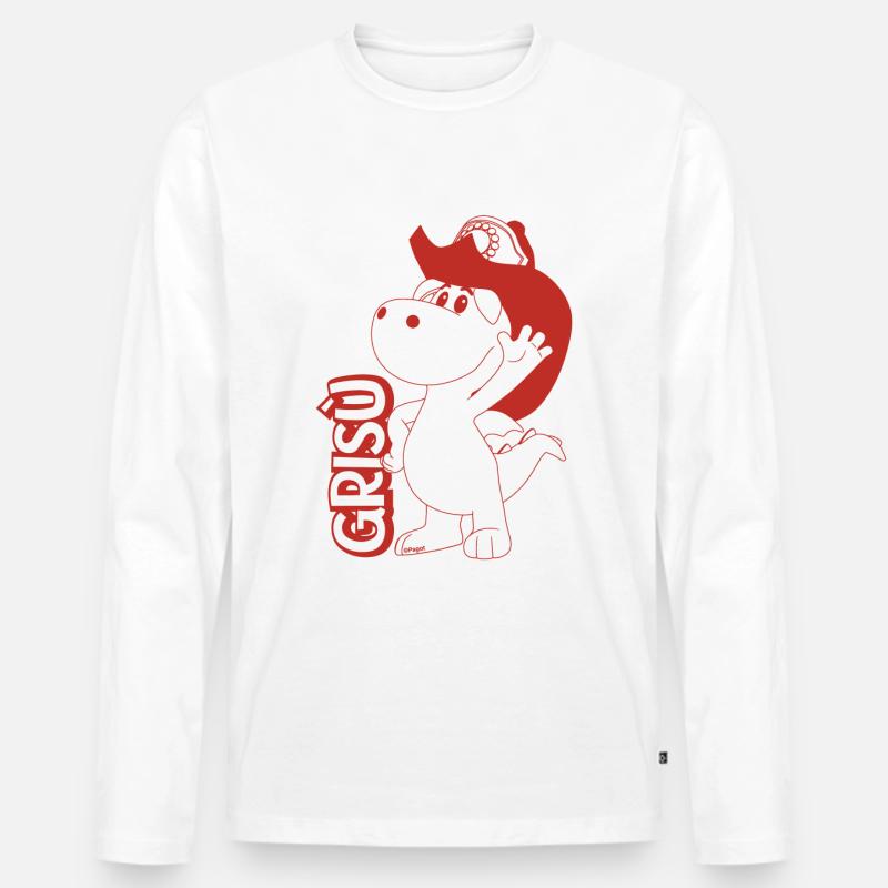 Grisù Il Piccolo Drago Con Casco E Logo Pompiere - Maglia a manica lunga ecologica premium da uomo - bianco