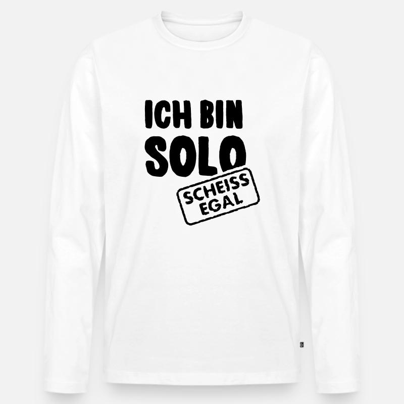 Ich bin solo - scheiss egal - Männer Premium Bio Langarmshirt - Weiß