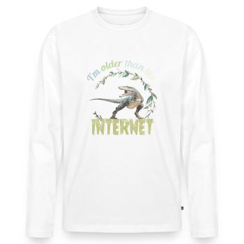 I’m older than the Internet + Dinosaur retro - Männer Premium Bio Langarmshirt - Weiß - Vorne - Nico (187cm)