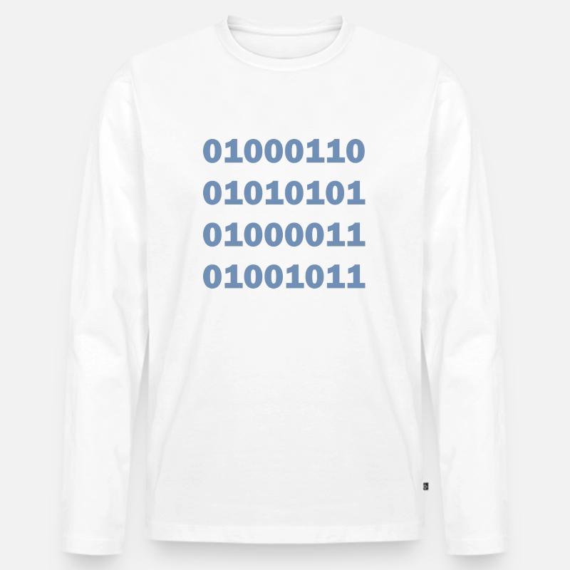 Binary Code Fuck - Men's Premium Organic Long Sleeve Shirt - white