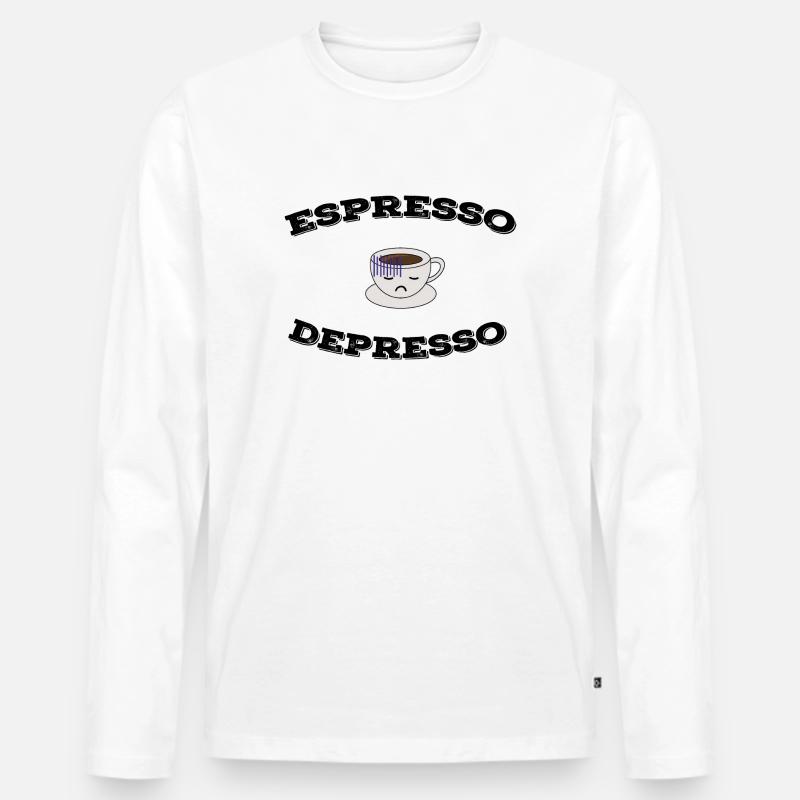 Espresso Depresso - Männer Premium Bio Langarmshirt - Weiß