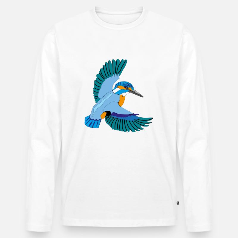 Eisvogel - Männer Premium Bio Langarmshirt - Weiß
