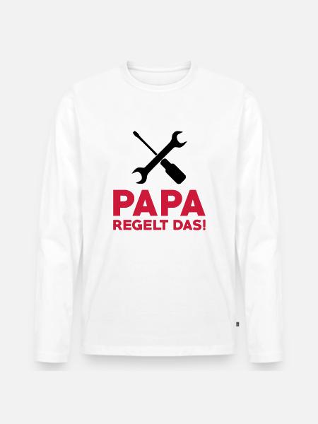 Papa regelt das - Männer Premium Bio Langarmshirt - Weiß