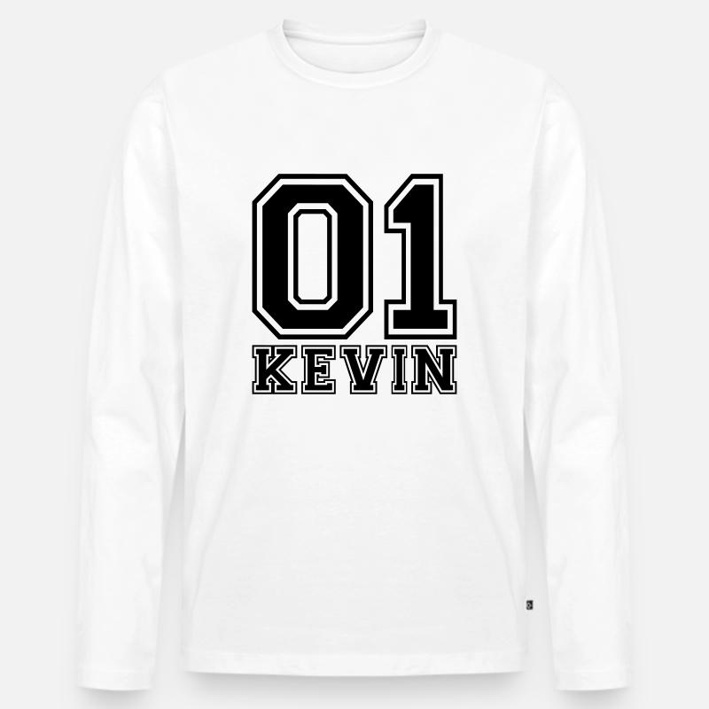 Kevin - Name - Männer Premium Bio Langarmshirt - Weiß
