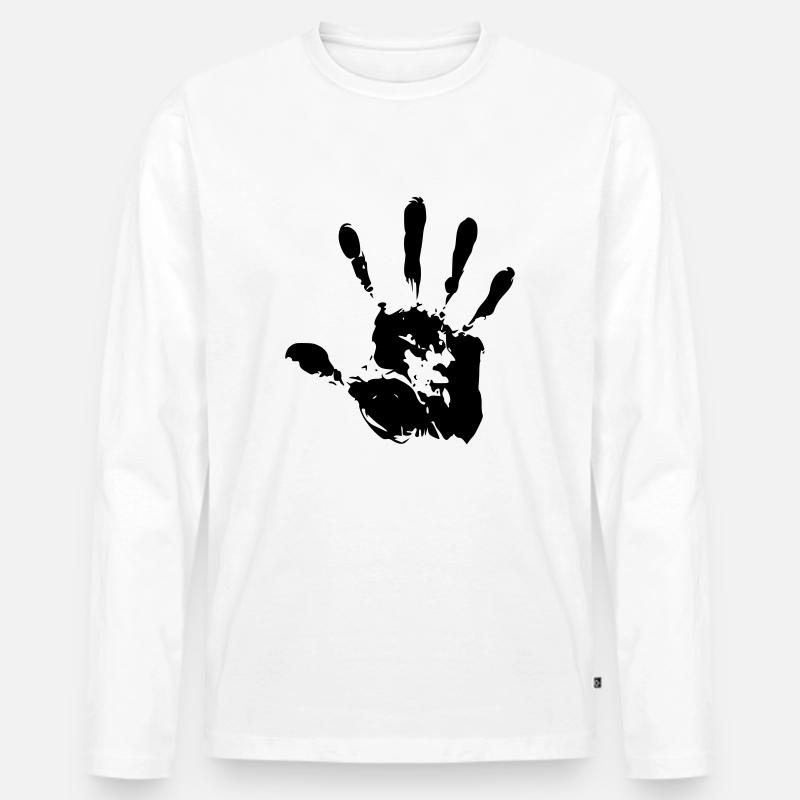 black_hand - Männer Premium Bio Langarmshirt - Weiß