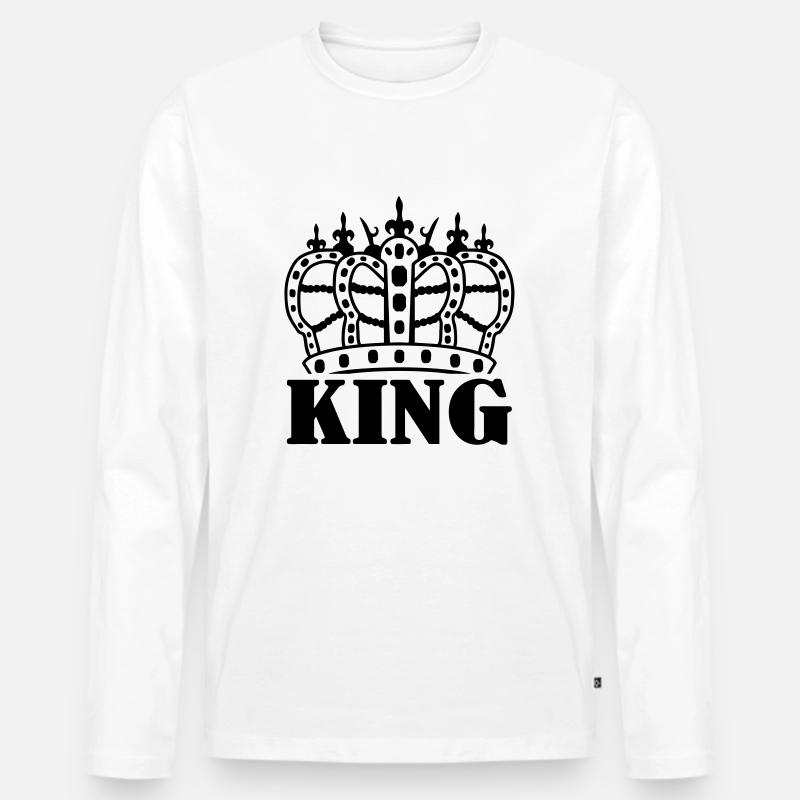 crown_king - Männer Premium Bio Langarmshirt - Weiß