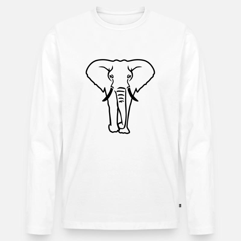 Elefant - Männer Premium Bio Langarmshirt - Weiß