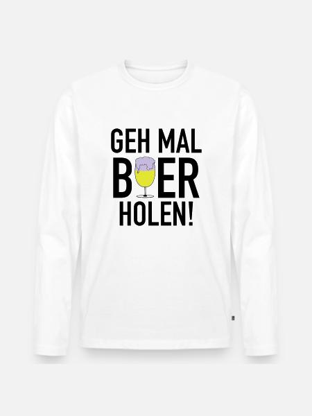 Bier holen 3c - Männer Premium Bio Langarmshirt - Weiß