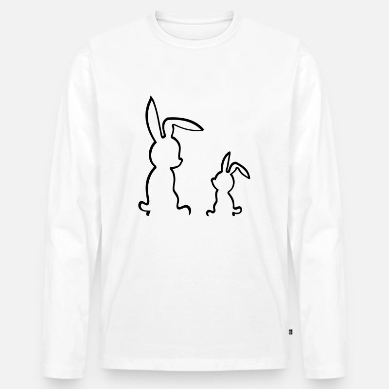 Osten - Zwei Hasen - Männer Premium Bio Langarmshirt - Weiß