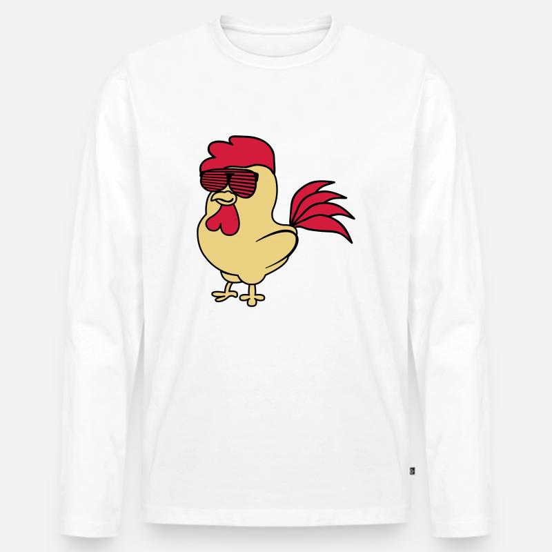 cooler_hahn_02 - Männer Premium Bio Langarmshirt - Weiß