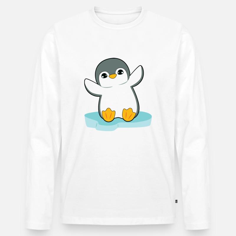 Pinguin - Männer Premium Bio Langarmshirt - Weiß