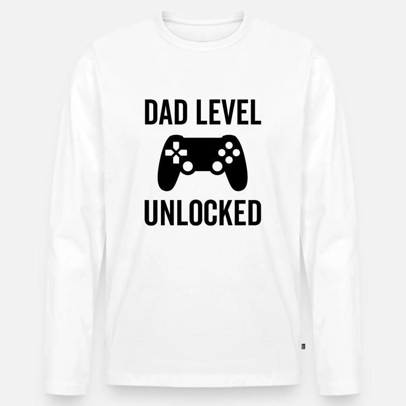 Dad Level freigeschaltet - Männer Premium Bio Langarmshirt - Weiß