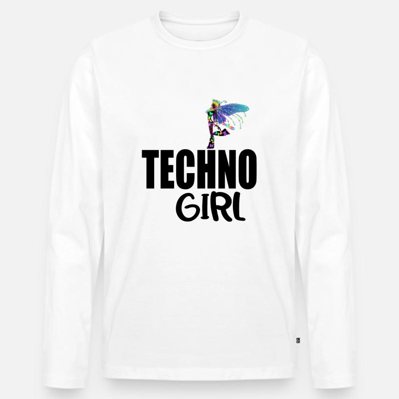 Techno-Mädchen - Männer Premium Bio Langarmshirt - Weiß