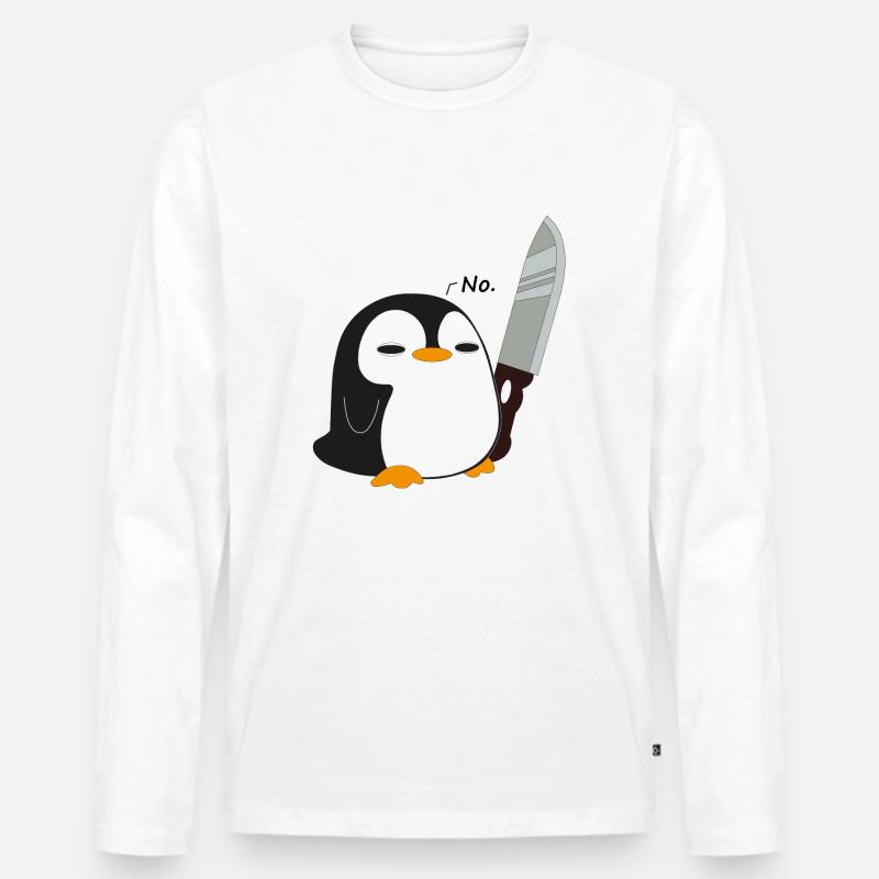 Pinguin sagt Nein - Männer Premium Bio Langarmshirt - Weiß