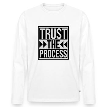 trust the process Zitat - Männer Premium Bio Langarmshirt - Weiß - Vorne - Nico (187cm)
