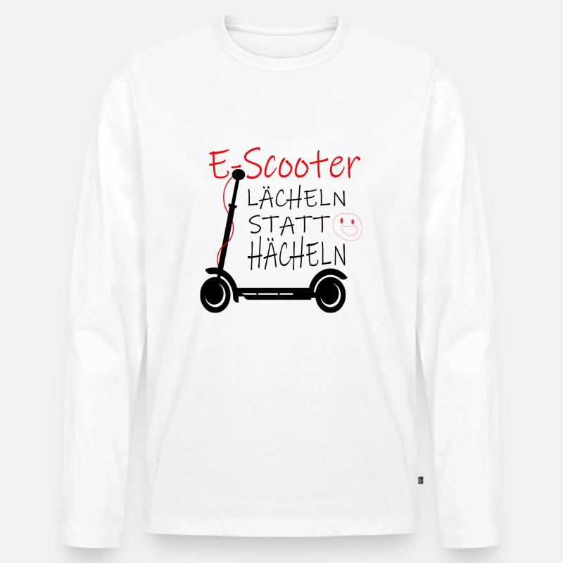 E Scooter Elektro Roller, Scooter - Männer Premium Bio Langarmshirt - Weiß