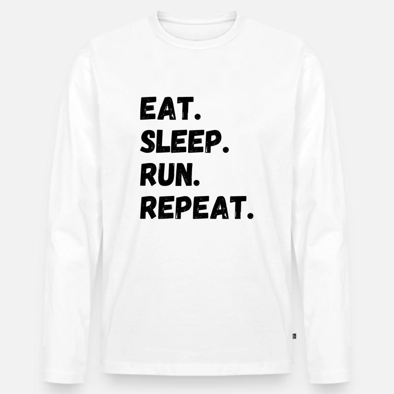 Eat Sleep Run Repeat - Männer Premium Bio Langarmshirt - Weiß