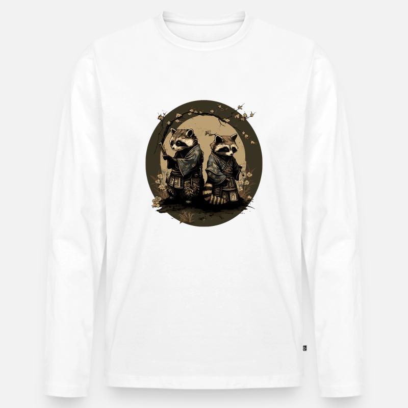 Baka Waschbär 8 - Männer Premium Bio Langarmshirt - Weiß