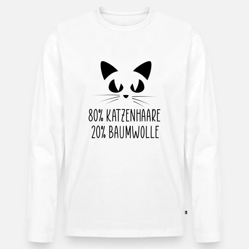 Katze Katzenhaare Spruch Baumwolle - Männer Premium Bio Langarmshirt - Weiß