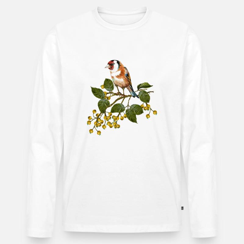 Bunter Vogel - Männer Premium Bio Langarmshirt - Weiß