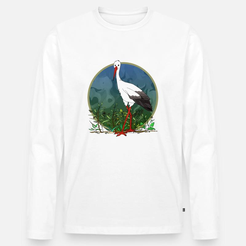 Storchvogel - Männer Premium Bio Langarmshirt - Weiß